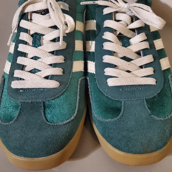 Gucci × Adidas Gazelle Green and White Men's Shoes Size 9.5 - Picture 5 of 9